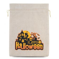Halloween tašky 1 / z juty 30 x 40 cm - světlé přirozené Jutové pytle