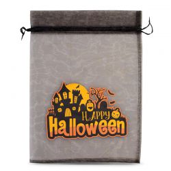 Halloween tašky 1 / z organzy 30 x 40 cm - černé Černé sáčky