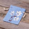 Pytlíky z imitovaného lnu s potiskem 10 x 13 cm -přírodní / modré květy Metalíza sáčky