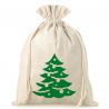Lněný pytlík 26 x 35 cm s potiskem  - přirozené / strom Vánoční taška