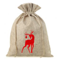 Jutové sáčky 30 x 40 cm - Vánoce - Jelen Vánoční taška