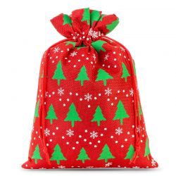 Jutový pytel 40 x 55 cm -  červený / vánoční strom Vánoční taška