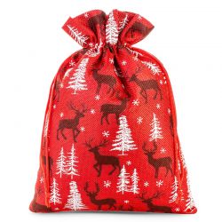 Jutový pytel 30 x 40 cm - červený / sob Vánoční taška