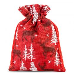Jutové pytle 22 x 30 cm - červený / sob Vánoční taška