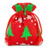 Jutové sáčky 10 x 13 cm - červený / vánoční strom Vánoční taška