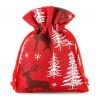 Jutové sáčky 8 x 10 cm - červený / sob Vánoční taška