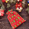 Jutové sáčky 8 x 10 cm - červený / vánoční strom Příležitostné sáčky