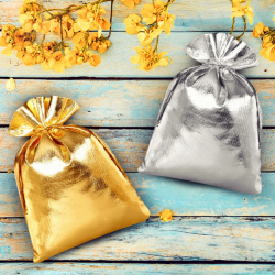 Metalické tašky 8 x 10 cm - zlaté Příležitostné sáčky