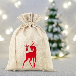 Jutové sáčky 30 x 40 cm - Vánoce - Jelen Příležitostné sáčky