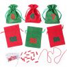 Adventní jutové tašky z kalendáře o rozměrech 12 x 15 cm - zelená a červená + červená a zelená čísla Vánočn�