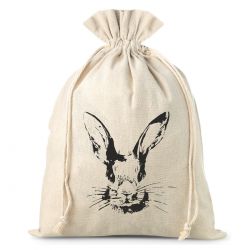 Pytel z imitovaného lnu s potiskem - králíček na lněném sáčku, 26 x 35 cm Příležitostné sáčky