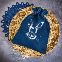 džínový pytel 26 x 35 cm s potiskem -  králík Bavlněné sáčky