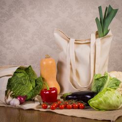 Pytle z imitovaného lnu na zeleninu (3 ks) a bavlněné tašky na nákupy (2 ks) (DE) Nápady na dárek