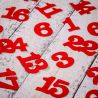 Adventní kalendář - jutové pytlíky 12 x 15 cm - světle hnědé + červená čísla Sady