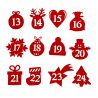 Samolepicí čísla 1-24 - červené MIX Vánoce