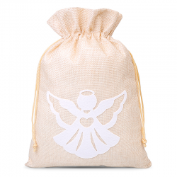 Jutový pytel 22 x 30 cm - bílý anděl Vánoční taška