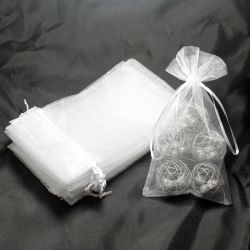 Organza tašky 15 x 33 cm - bíle Velikonoce