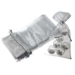 Organza tašky 15 x 33 cm - stříbrné Příležitostné sáčky