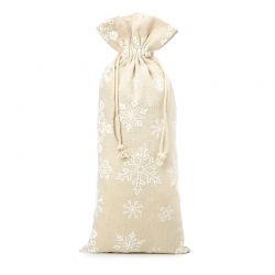 Pytlík z imitovaného lnu s potiskem 16 x 37 cm - přirozené / sníh Vánoční taška