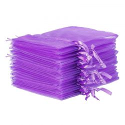Organza tašky 11 x 14 cm - tmavě fialové Tmavě fialové sáčky
