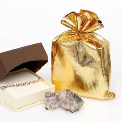 Metalické tašky 15 x 20 cm - zlaté Sv.Valentýn