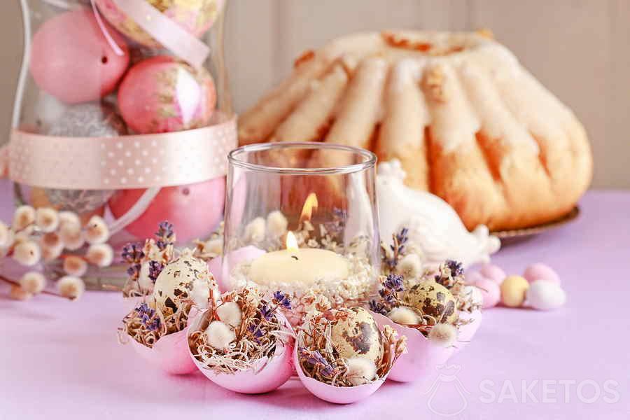Do-it-yourself velikonoční dekorace - svícen ze skořápek vajec