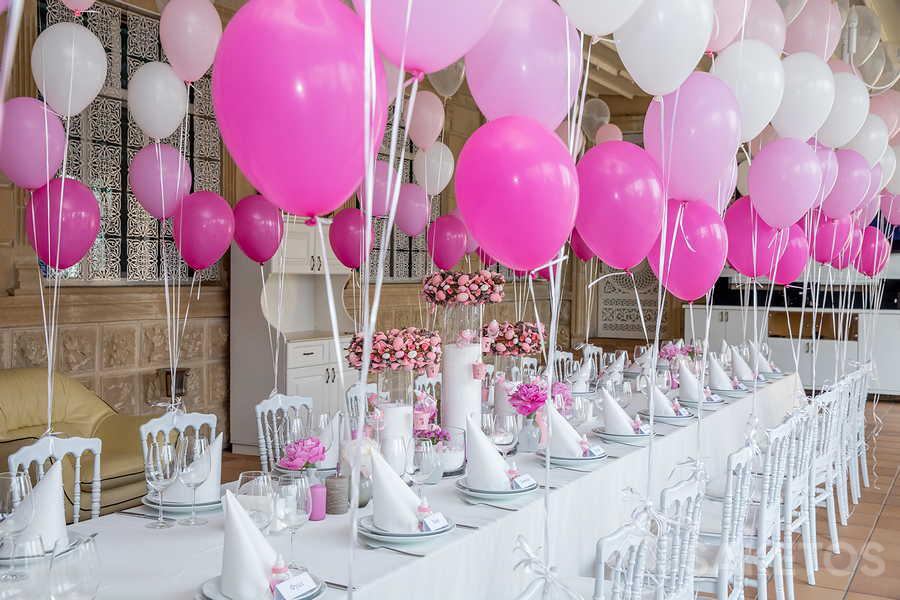 Roční dekorace - růžové balónky
