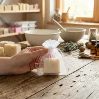 Malé organzové pytlíky ideální pro balení ručně vyráběných mýdel.