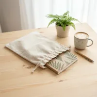 Lněné pytlíky jako ekologické balení pro zápisníky a suvenýry.