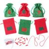 Adventní jutové tašky z kalendáře o rozměrech 12 x 15 cm - zelená a červená + červená a zelená čísla Vánočn�