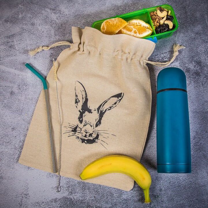 Pytel z imitovaného lnu s potiskem - králíček na lněném sáčku, 26 x 35 cm Všechny produkty