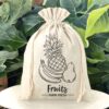 Pytel z imitovaného lnu 30 x 40 cm s potiskem - ovoce (EN) Lněné pytle