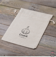 Pytel z imitovaného lnu s potiskem 22 x 30 cm - přirozené / pro česnek (PL) Zahrada a pokojové rostliny
