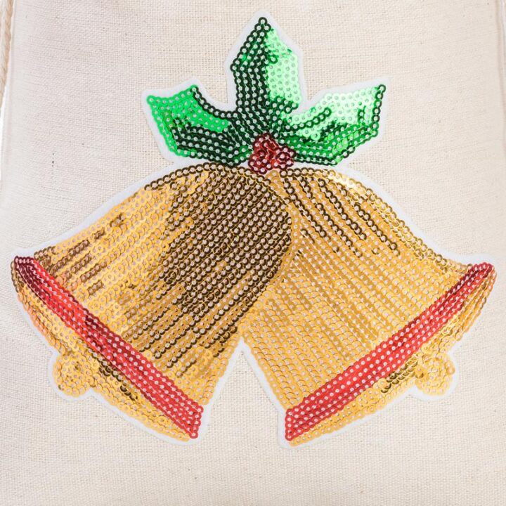 Pytel z imitovaného lnu s potiskem 26 x 35 cm - přirozené / zvon Metalíza sáčky