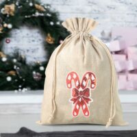 Pytel z imitovaného lnu s potiskem 30 x 40 cm - přirozené / lízátko Sáčky s potiskem