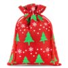 Jutové sáčky 12 x 15 cm - červený / vánoční strom Vánoční taška