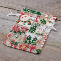 Organza tašky 10 x 13 cm - Vánoce / 5 Sáčky s potiskem