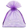 Organza tašky 10 x 13 cm - fialové s potiskem (levandule) - 3 Tmavě fialové sáčky
