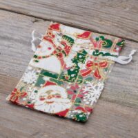 Organza tašky 9 x 12 cm - Vánoce / 5 Sáčky s potiskem