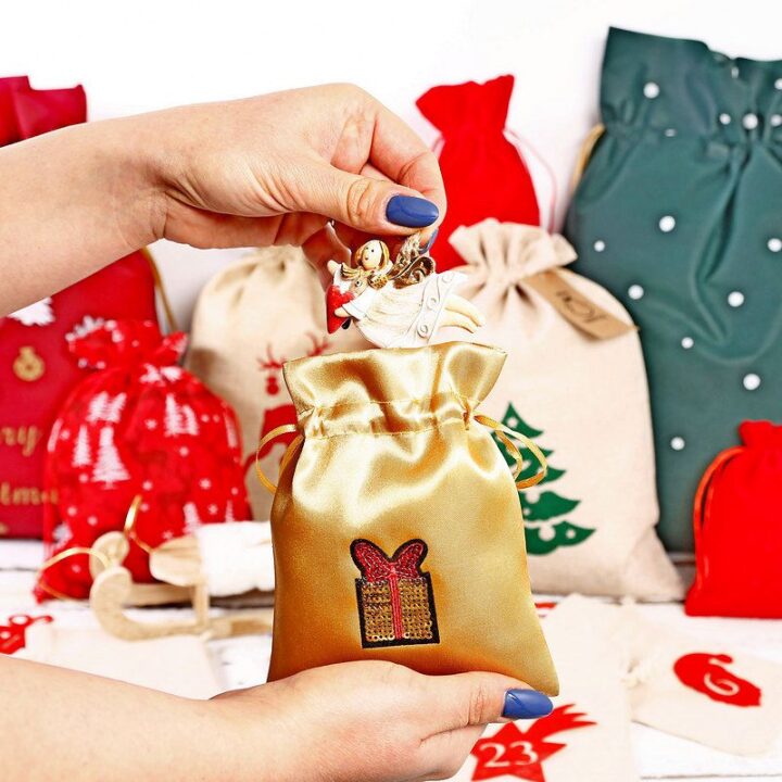 Saténové pytlíky 12 x 15 cm - zlaté - Dárek Sáčky s potiskem