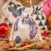 Pytlíky z imitovaného lnu s potiskem 12 x 15 cm - přírodní / motýl Sv.Valentýn