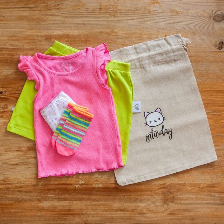 Pytle z imitovaného lnu s potiskem 30 x 40 cm - 7 dní v týdnu Sady