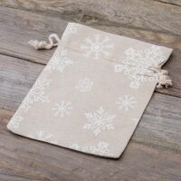 Pytlíky z imitovaného lnu s potiskem 15 x 20 cm - přirozené / sníh Odvětví & Obaly na...
