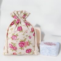 Pytle z imitovaného lnu s potiskem 22 x 30 cm - přirozené / růže Pro děti