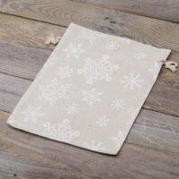 Pytel z imitovaného lnu s potiskem 30 x 40 cm - přirozené / sníh Lněné pytle