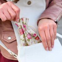 Pytlíky z imitovaného lnu 8 x 10 cm - přirozené / růže Sáčky s potiskem