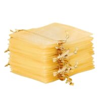 Organza tašky 10 x 13 cm - zlaté Příležitostné sáčky