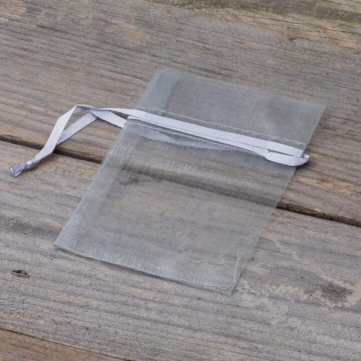 Organza tašky 7 x 9 cm (SDB) - stříbrné Sv.Valentýn