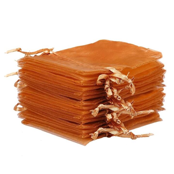 Organza tašky 9 x 12 cm - hnědé Levandule a vonný květ