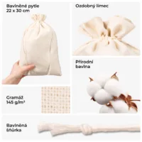 Odolná šňůrka a detaily - eko bavlněné sáčky